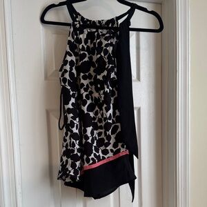 New York & Company Black and White Patterned Blouse